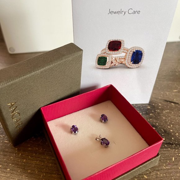 Oval Amethyst Stud Earrings - Picture 5 of 8